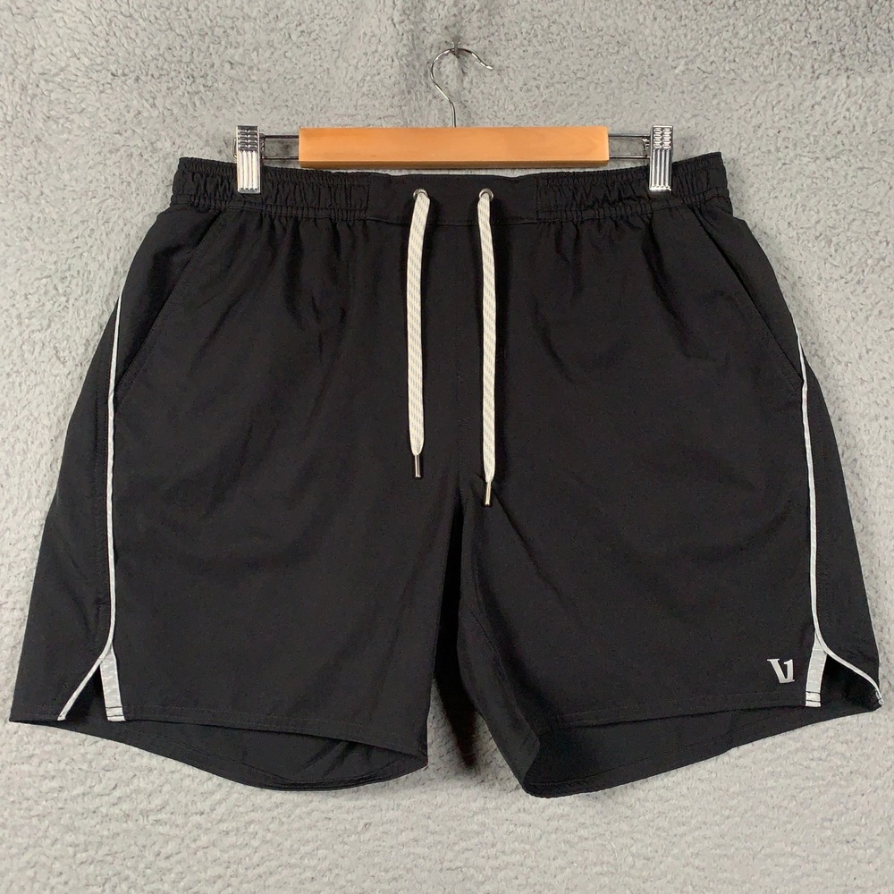 Vuori Kore Short Athletic Men's Large L Black Active Gym Performance Lined 7.5"